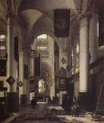 REMBRANDT Harmenszoon van Rijn Interior of a Protestant  Gothic Church with Architectural Elements of the Oude Kerk and Nieuwe Kerk in Amsterdam France oil painting artist